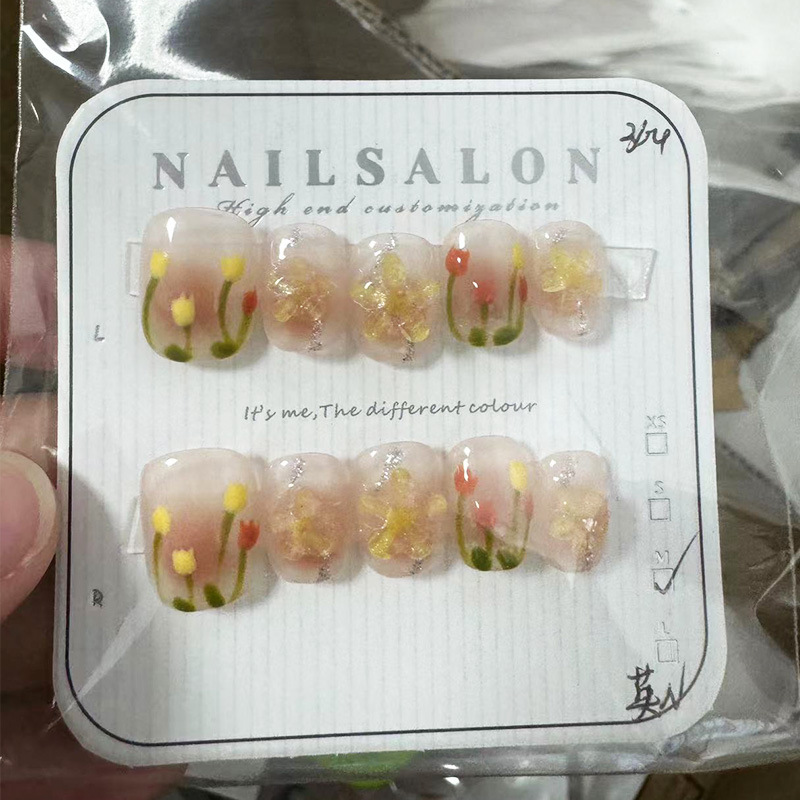 Kaiman desgaste hecho a mano fragmento de uñas con flash diamante Año Nuevo desgaste pieza de uñas puro deseo europeo y americano largo parche de uñas