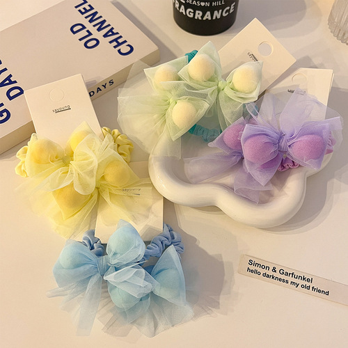 Children's cute candy-colored bow headband hair rope baby hair tie rubber band high elastic rubber set female headband