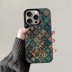 花柄トーテム適用アップル16promax携帯ケース個性元エアケースiPhone15/14/13文字12