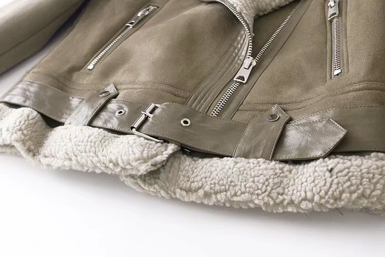 Damenbekleidung neue Damenbekleidung doppelseitige Pelz Wildleder Motorradjacke Mantel Damen_voghion.com