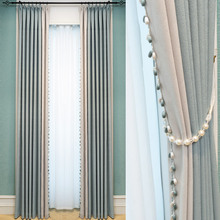 廠家直銷新款客廳卧室遮光窗簾成品現代簡約拼接窗簾輕奢風素色
