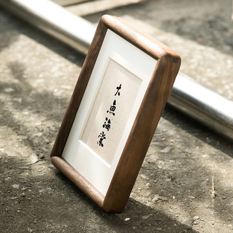 Black Walnut Solid Wood Mortise and Tenon Photo Frame Ornament Display Stand Photo Frame New Exquisite Chinese Style 6 Inch 7inch 8inch A4 10