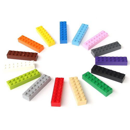 Compatible with LEGO 3007 small particle building block accessories, assembled bulk parts, basic parts, high-end 2x8 bricks, 8 holes thick
