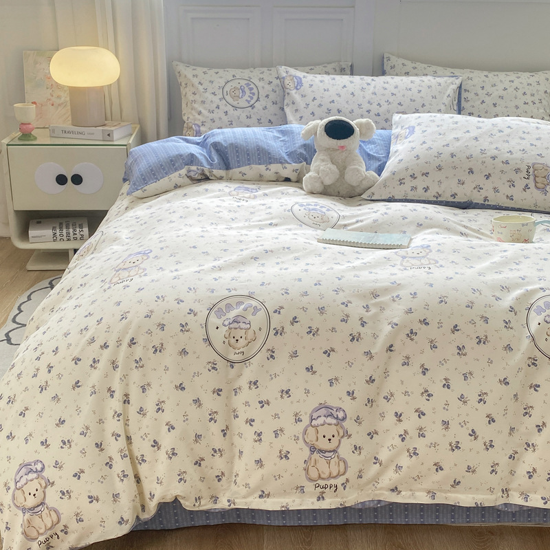 Cuatro piezas de algodón puro fresco de clase madre y niño grado ab cubierta de edredón 40 impresión doméstica de cuatro estaciones