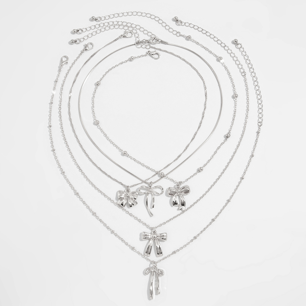Alloy, Metal Material Retro Classic Style Bow Knot Alloy Metal Cable Chain Lobster Trigger Clasp Closure Pendant Necklaces Wholesale