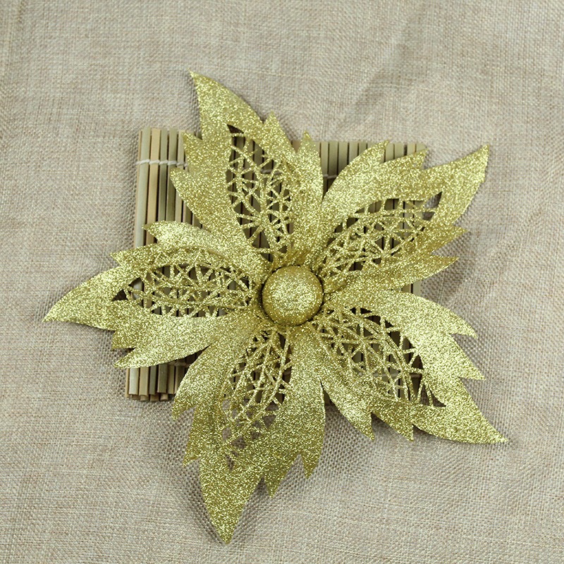 Decoración del árbol de Navidad flores de Navidad flores de polvo de oro regalos de Navidad accesorios de guirnaldas de Navidad