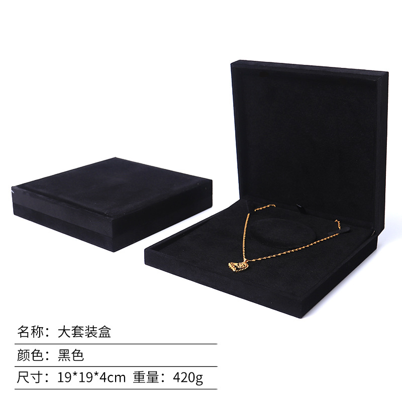 Transfronterizo de ángulo recto negro cuentas de terciopelo caja de joyas LED con lámpara colgante caja de anillo caja de joyas de oro al por mayor