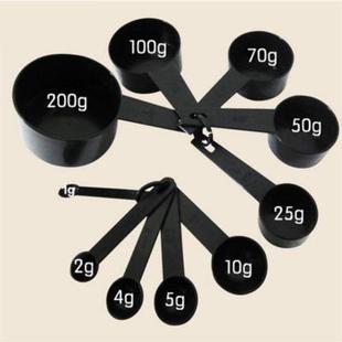 Black 10-Piece Measuring Spoon Combination Plastic Measuring Cup Measuring Spoon Measuring Bowl Set Kitchen Baking Weighing Tool