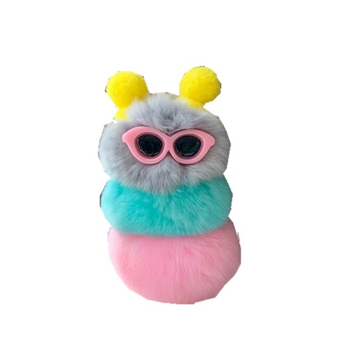 Korean ins rex rabbit fur cute caterpillar bag pendant personalized creative plush doll car keychain pendant