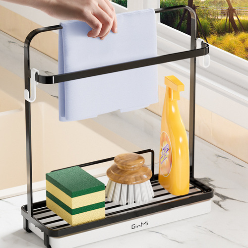 【Dropshipping】Kitchen Storage Sponge Drain Rack, Pouch-Style No-Drill Wall Mount Drainage Rack for Dish Towels and Dish Sponges