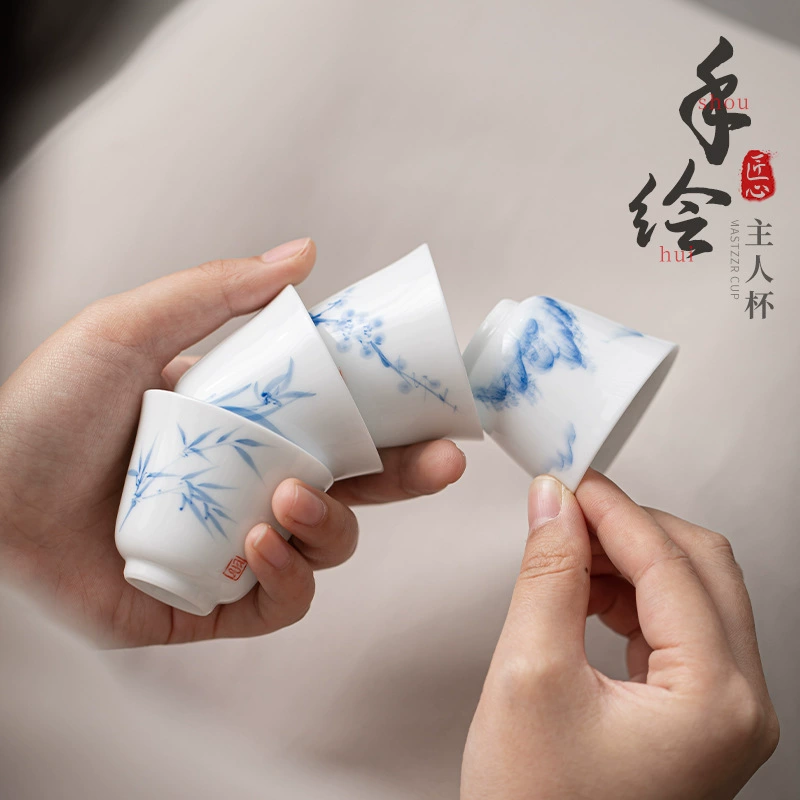 Подглазурная цветная ручная роспись белая фарфоровая чайная чашка Бытовая маленькая чайная чашка чайная чаша чашка аромат чашка кунг-фу чайный сервиз Master Cup