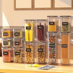 冷蔵庫の新鮮な箱の収納箱の透明な台所の食品はプラスチックの五穀の雑穀の家庭用の収納缶を密封します。