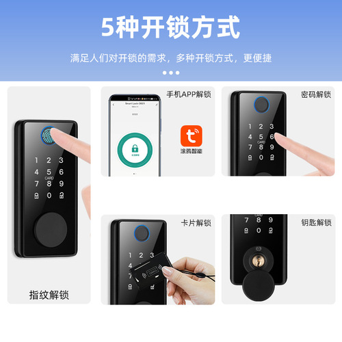 Cross-border European and American North American graffiti Tuya universal ttlock closed door wooden door smart fingerprint and password door lock