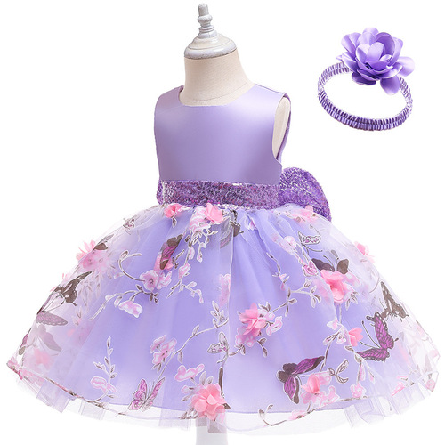 Summer Sweet Sleeveless Everyday Butterfly Bow Girl Dress Princess Dress Puff Dress Ball Gown Formal Dress Performance Costume