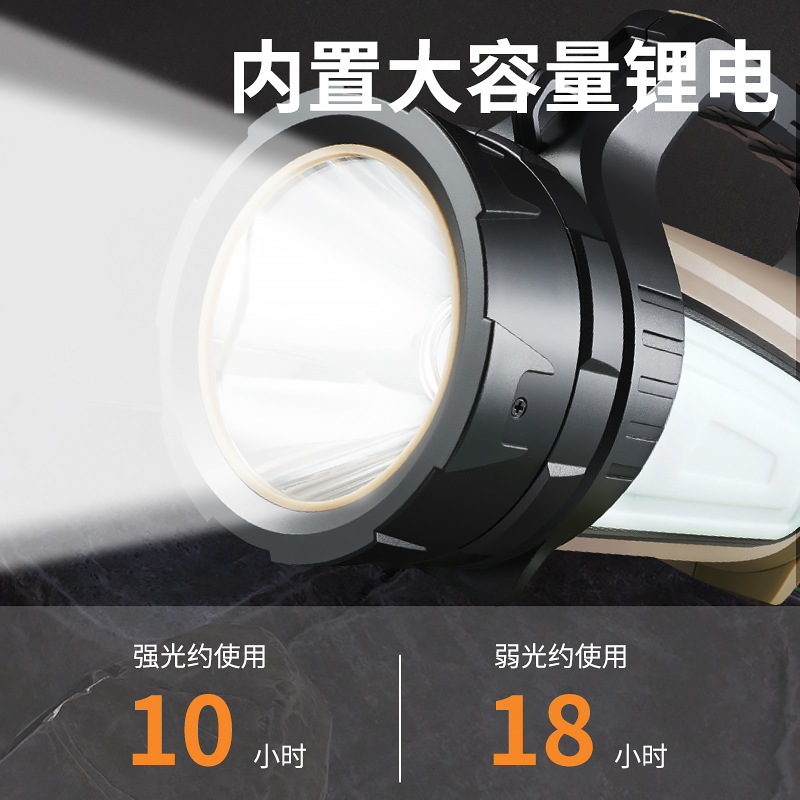 Luz portátil LED al aire libre luz fuerte luz de largo alcance multifunción batería de litio incorporada detector impermeable de alta potencia linterna de patrulla