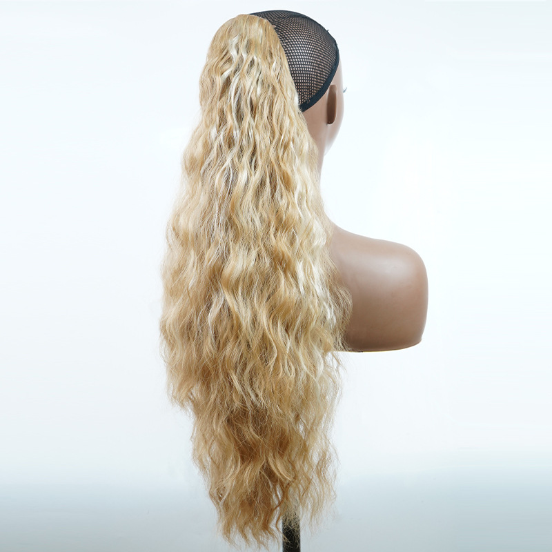 Wholesale new cross-border African black wig chemical fiber corn silk kinky curly drawstring braid ponytail bundle_voghion.com