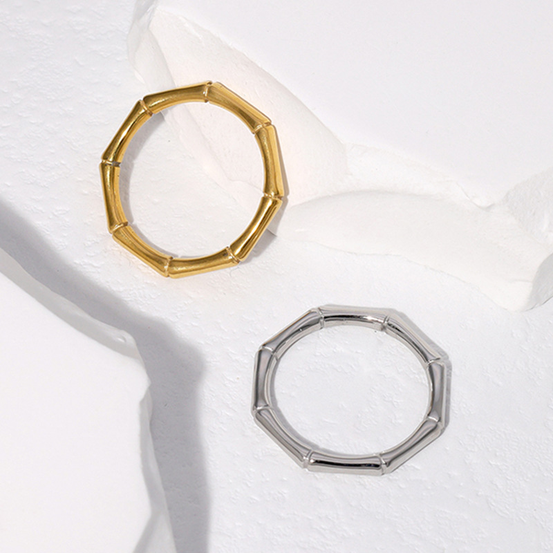 3g Weight 0.03µm-0.05µm Gold Plating Thickness PVD Coated Gold Plating Process Real Gold Plated, Gold Plated Plating Material PVD Coated Real Gold Plated Solid Color Stainless Steel Simple Style Waterproof Non Tarnish Rings