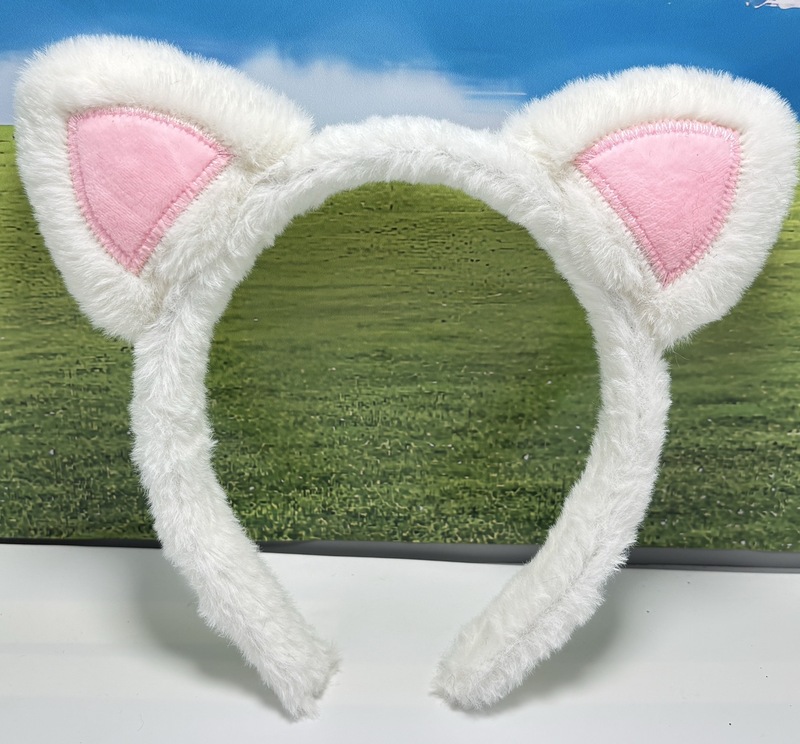 クロスボーダー新しい黒と白の猫耳ヘッドバンドぬいぐるみかわいいパフォーマンススーツ漫画動物帽子猫耳ドレスアップ|undefined