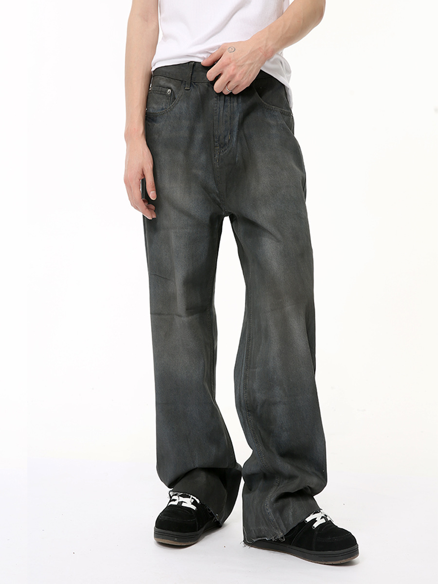 MTLCLOTHES Hombres| 2024 verano nuevos productos estadounidenses hacer viejo revestimiento retro de moda vaqueros lavados en agua