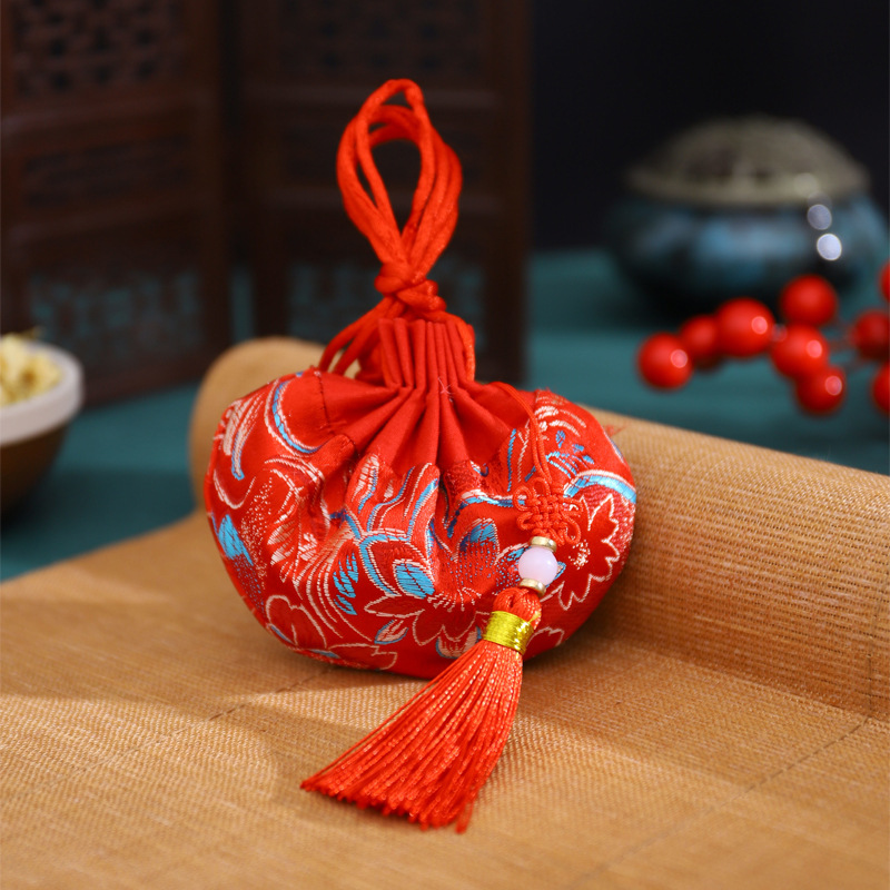 Dragon Boat Festival bolsita estilo antiguo bolsa de loto accesorios Hanfu adornos bolsa vacía embalaje Halter portátil coche colgando aromaterapia repelente de mosquitos