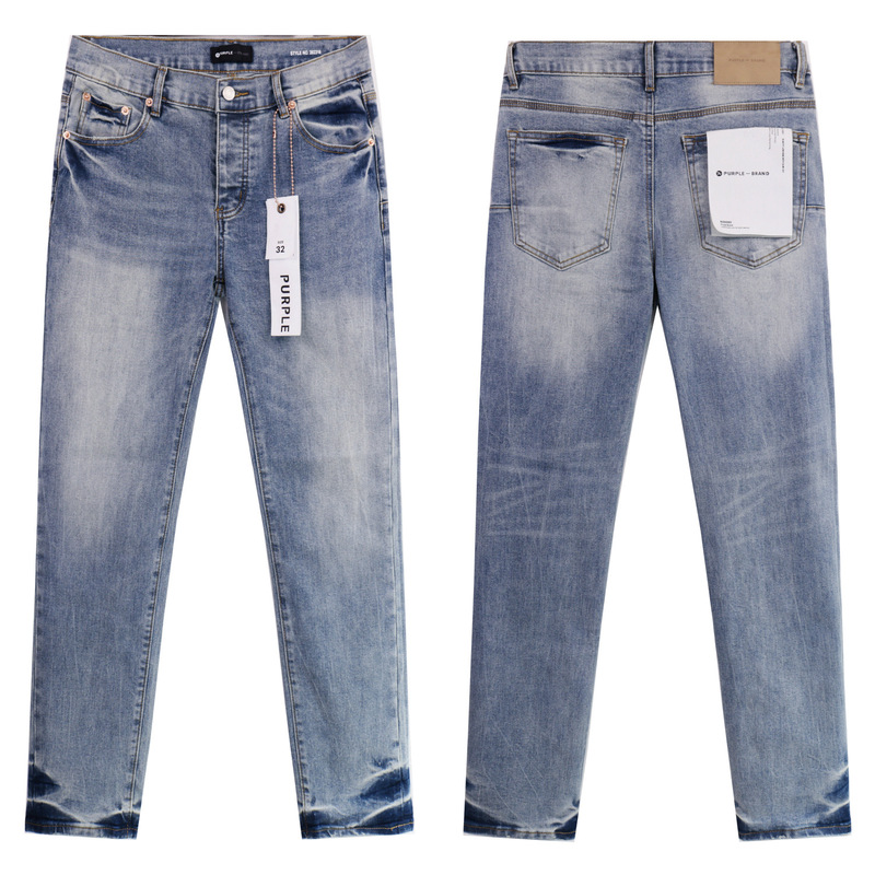 跨境欧美PurpleBrand牛仔裤jeans水洗做旧复古破洞泼墨潮流直筒|undefined