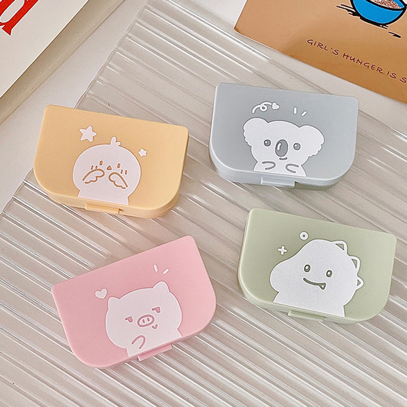 Qing Color Contact Lens Box Small and Cute Koala Dinosaur Contact Lens Companion Box Care Box Frosted Thickened One Pair