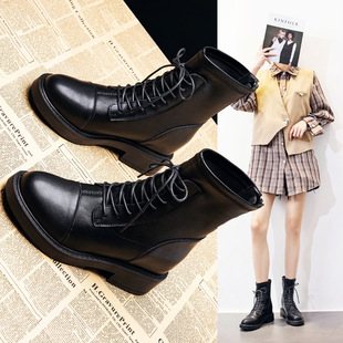 Short Genuine Leather Martin Boots for Petite Women, 2025 Autumn New Thick-Soled Versatile Student Leather Boots