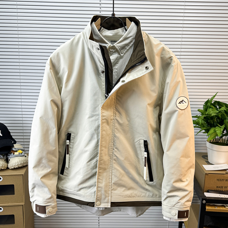 Contrast Color Jacket Men's Stand Collar Men's Top 2024 New Spring and Autum Casual Handsome Outwear High Quality Simple Outwear