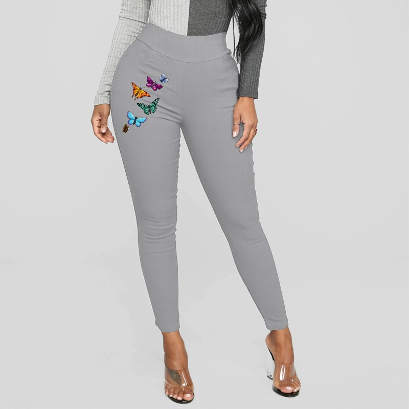 Butterfly с принтом ветра повседневные брюки женские трансграничные европейские и американские сексуальные сумки с высокой талией LGS145-193