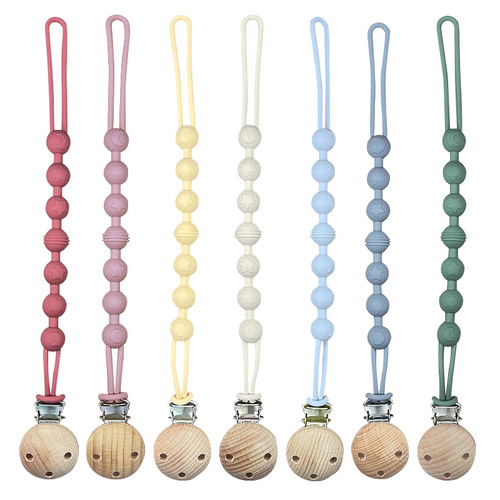 Cross-border baby integrated pacifier chain Food grade silicone soothing teether pacifier chain Children's teether anti-drop chain