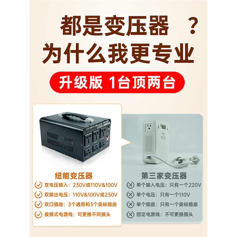 变压器110V转220v美国120V日本100V变压器220转110台湾电源转换器