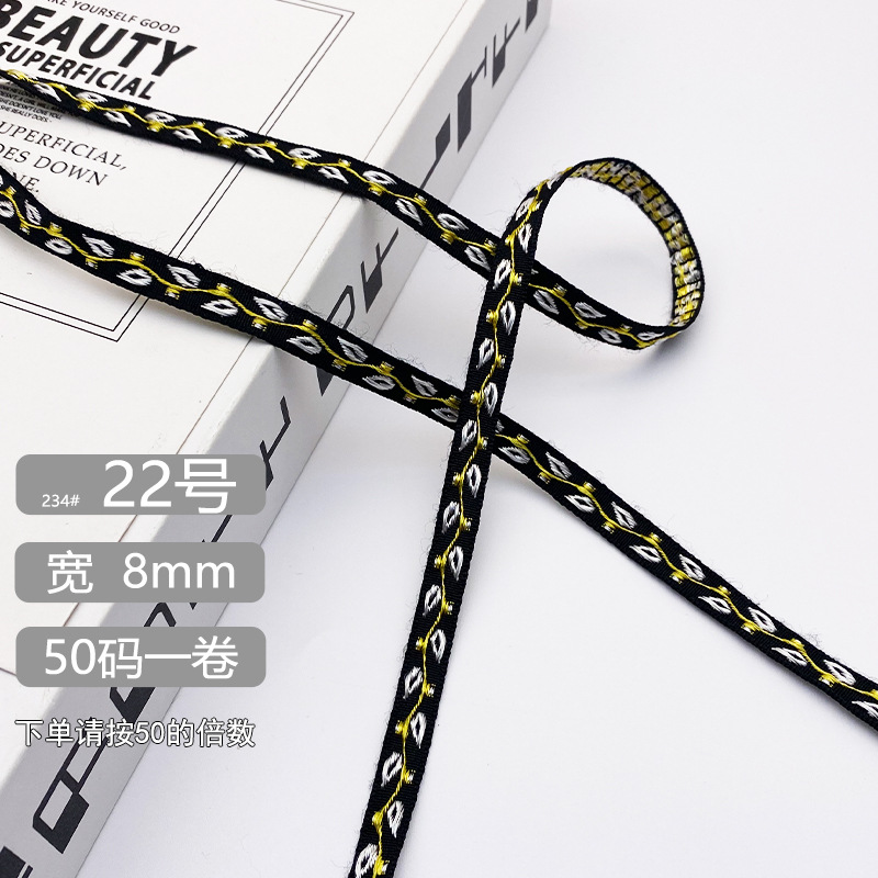 Chuanzhou ropa accesorios de encaje de poliéster jacquard banda 8MM flores decoración universal borde de zapatos accesorios gorra