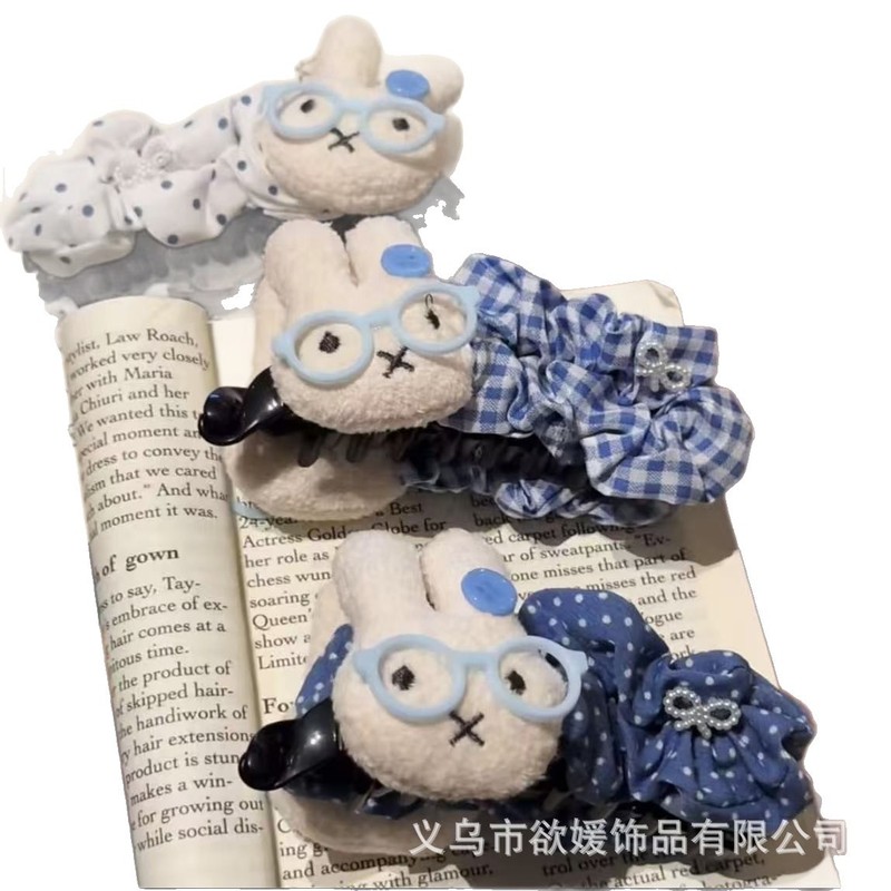 蓝色系米菲兔眼镜波点香蕉夹珠珠小蝴蝶结可爱盘发百搭发饰发夹|undefined