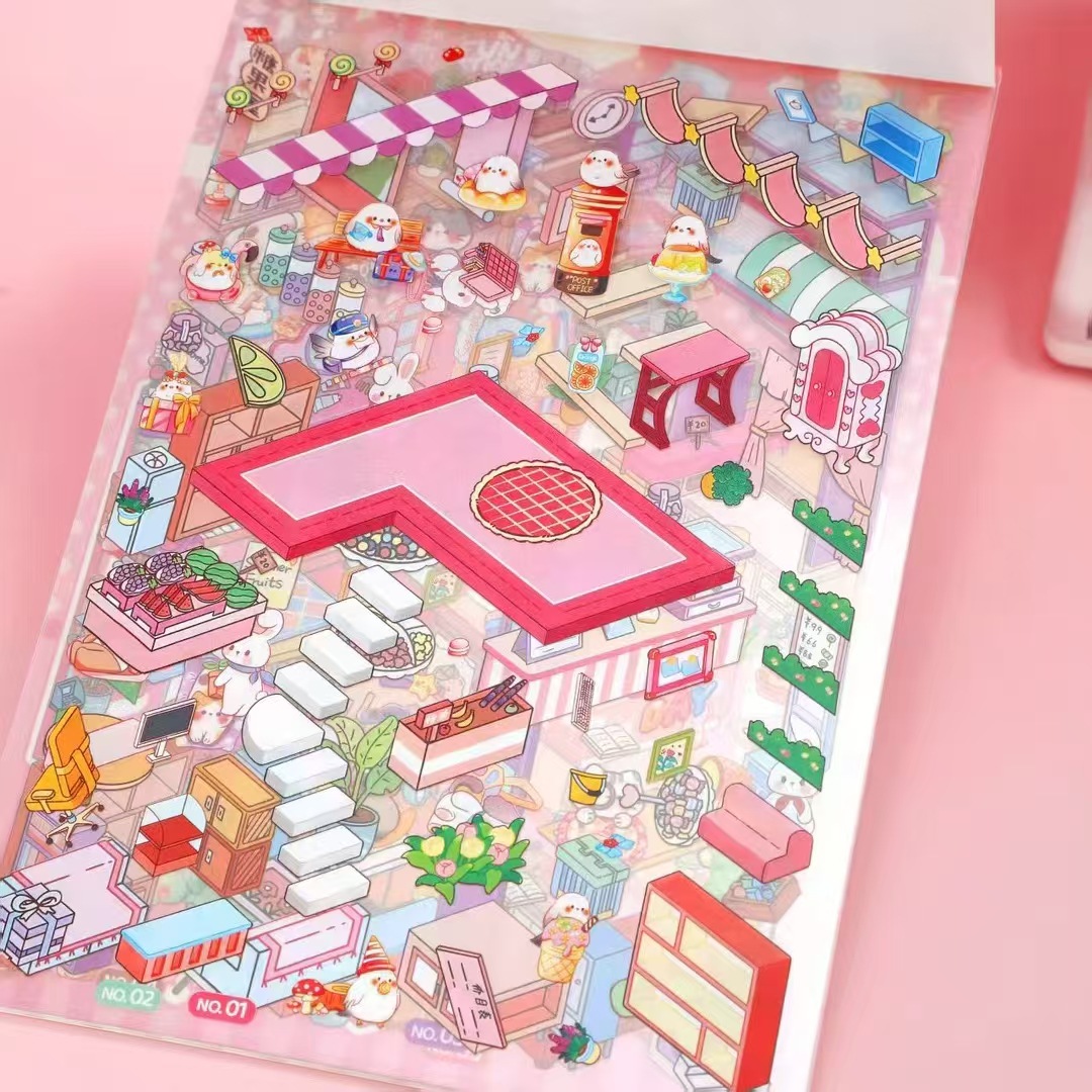 Bolso de pegatinas de cuentas de mano Bronceado Escena en miniatura creativa Pegatinas de paisajismo Nariz pequeña Gaga Dibujos animados Niños lindos Pegatinas de cuentas de mano