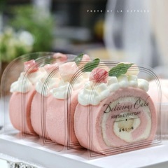 Mousse edged triangular cake packaging box Swiss roll cut into pieces Thousand layer packaging box Dessert transparent sheet edge