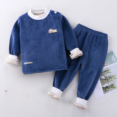 Children's warm-up top and thick warm-down pants two-piece set flannel innerwear set autumn and winter baby clothes