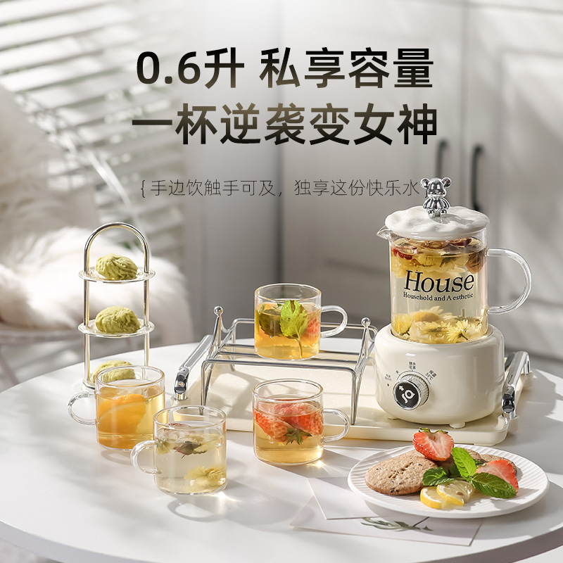 다기능 전기 컵 건강 컵 냄비 미니 꽃 주전자 사무실 전기 스튜 유리 생일 선물 Kitchenhe Xiaosheng
