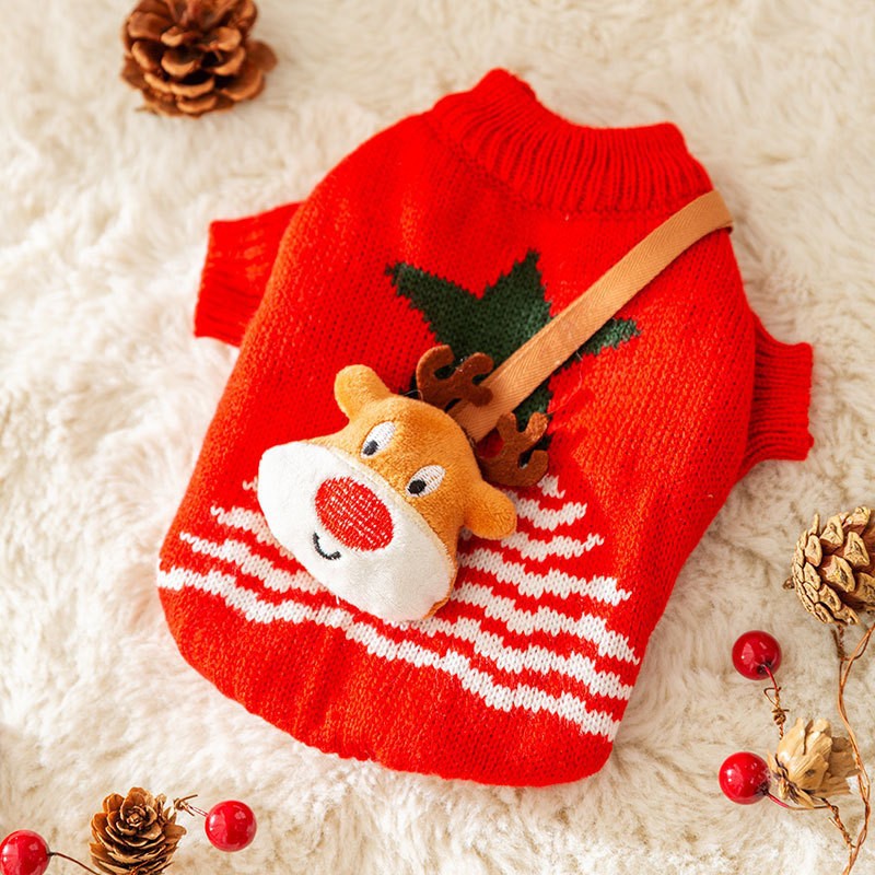 Otoño y invierno pequeño oso rayas cálidos suéter de dos patas Navidad y Año Nuevo mascotas perros y gatos pequeños y medianos ropa