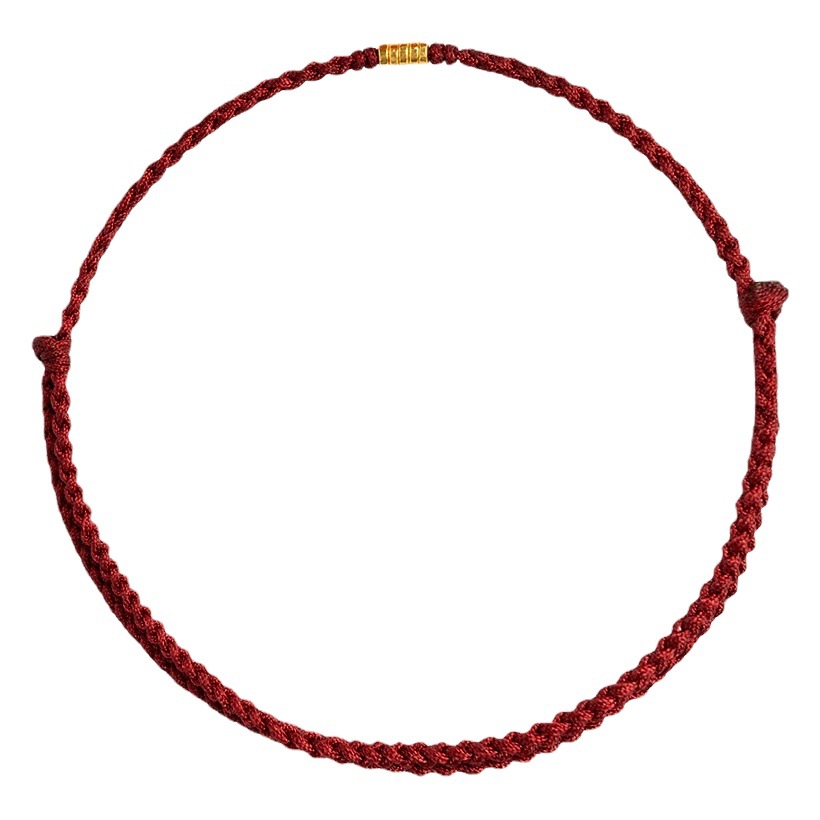 Ethnic Style Small Gold Bead Bracelet for Women, Red String Woven, Lucky Charm for the Year of Birth, Simple and Versatile Couple's Bracelet