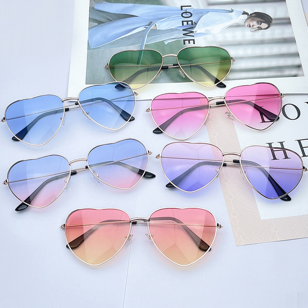 fashionable retro marine sunglasses heart-shaped