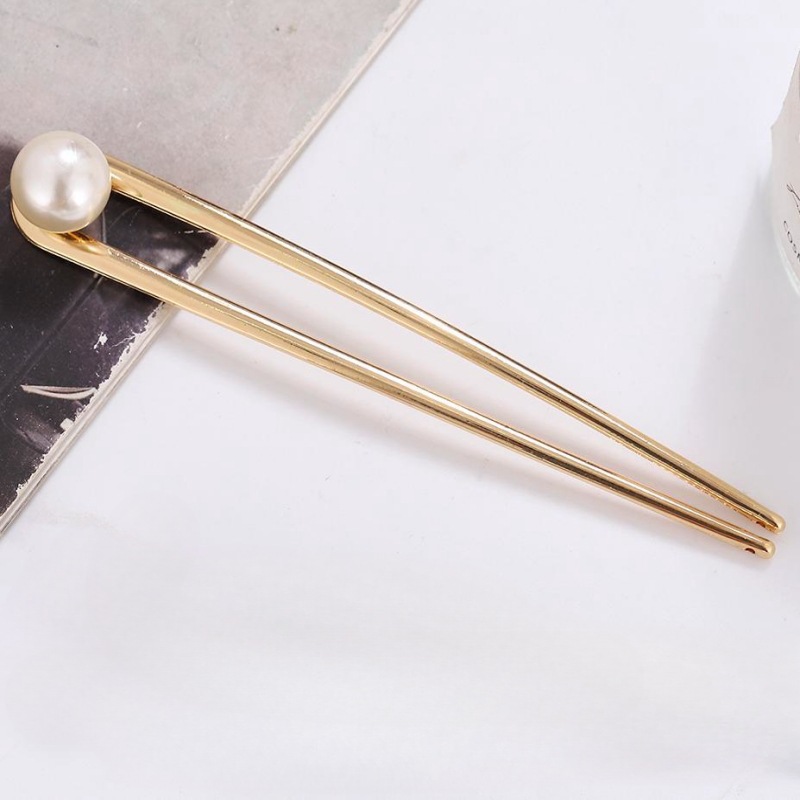 Venta caliente transfronteriza suministro de horquilla en forma de U Hanfu estilo antiguo palillos aleación incrustaciones perla horquilla accesorios para el cabello tenedor para el cabello al por mayor