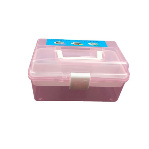 Factory sales 599PP plastic medium double-layer transparent tool box multi-purpose storage box art pencil box manicure