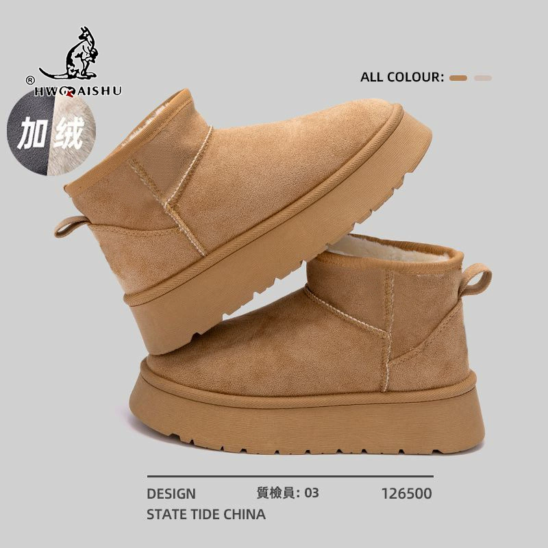 Women's Thick-Soled Winter Boots, 4.5 cm Platform, Plus-Velvet Warm Lining, Student Style