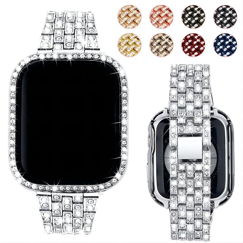 applewatch Strap 4/5/6/7/SE Apple Five Beads Full Diamond Metal Stainless Steel Strap iwatch applewatch Strap 4/5/6/7/SE Apple Five Beads Full Diamond Metal Stainless Steel Strap iwatch