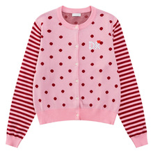 衣品男装小众原创美式复古波点开衫毛衣外套女短款休闲软糯针织衫