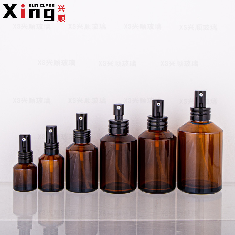 现货批15g-125ml茶色斜肩瓶套装瓶 棕色斜肩膏霜瓶乳液瓶爽肤水瓶