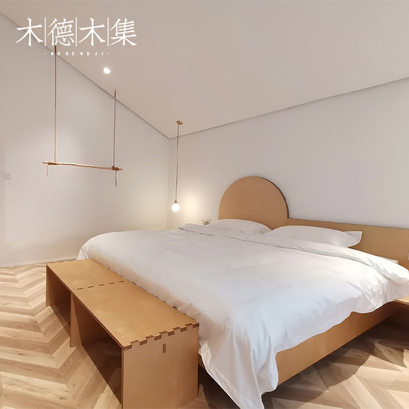 Hotel Club Bed B&b Inn Room Bedside Table Luggage Cabinet Wardrobe Writing Table and Chair Standard Room Full Set of Furniture