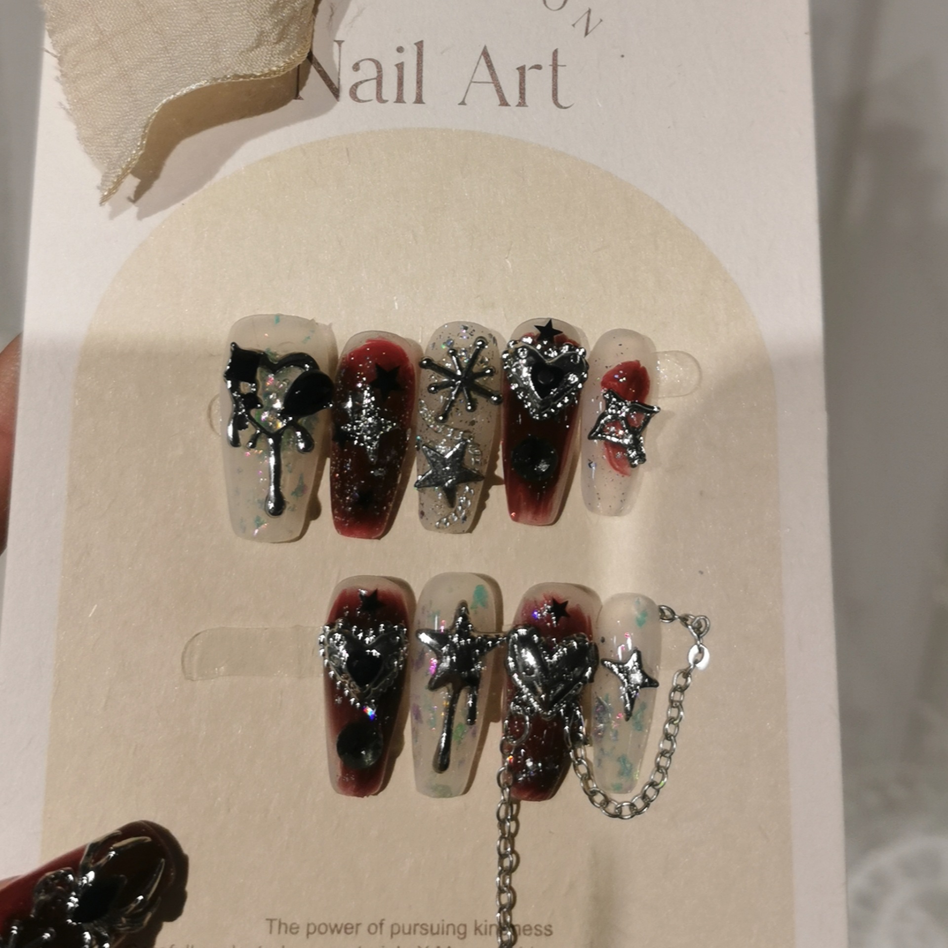 Luz de lujo hecho a mano desgaste uñas industria pesada crostar dulce fresco caliente chica estilo manicura traje desmontable manicura parche