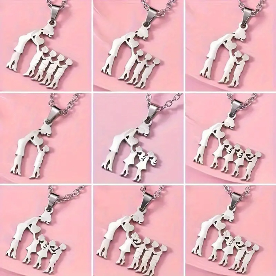 New family necklace style all-in-one sister necklace brother and sister stainless steel pendant necklace family gift