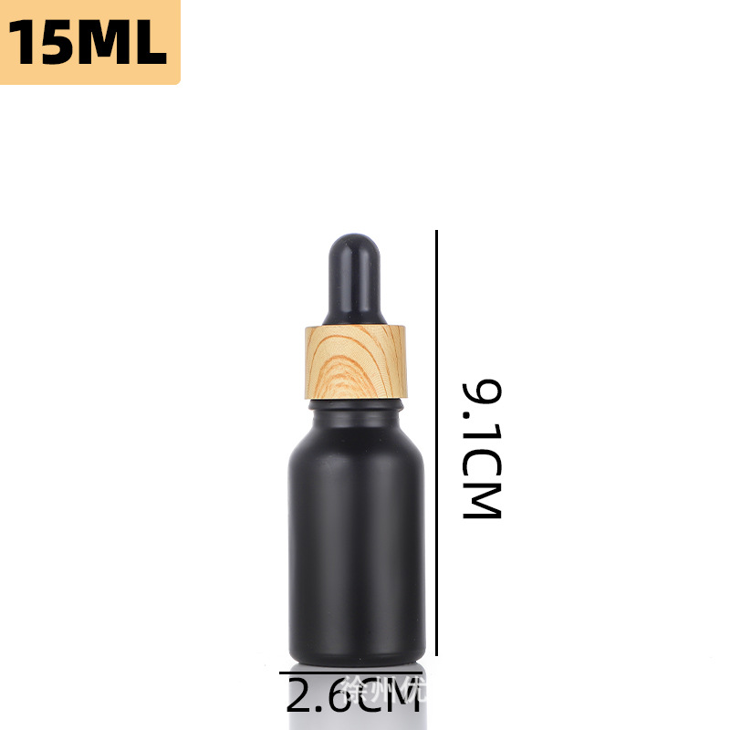 Botella de esencia a prueba de luz con tapa de imitación madera, botella de aceite esencial, botella cuentagotas de vidrio de 5-100 ml, botella para productos de cuidado de la piel, cosméticos